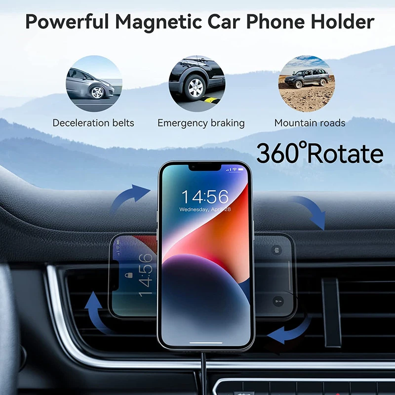 Wireless Car Charger Mount Fast Charging - Pengisi Daya Nirkabel Magnetik untuk Mobil,