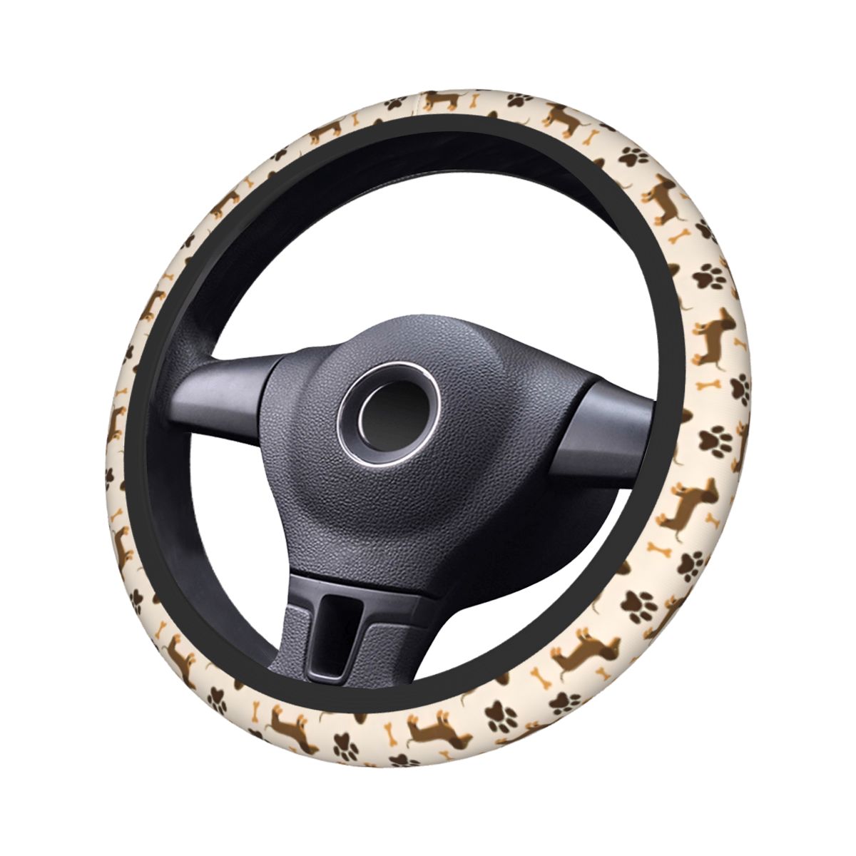 Car Steering Wheel Cover Anti Slip Breathable - Penutup Roda Kemudi Mobil Dachshund Lucu