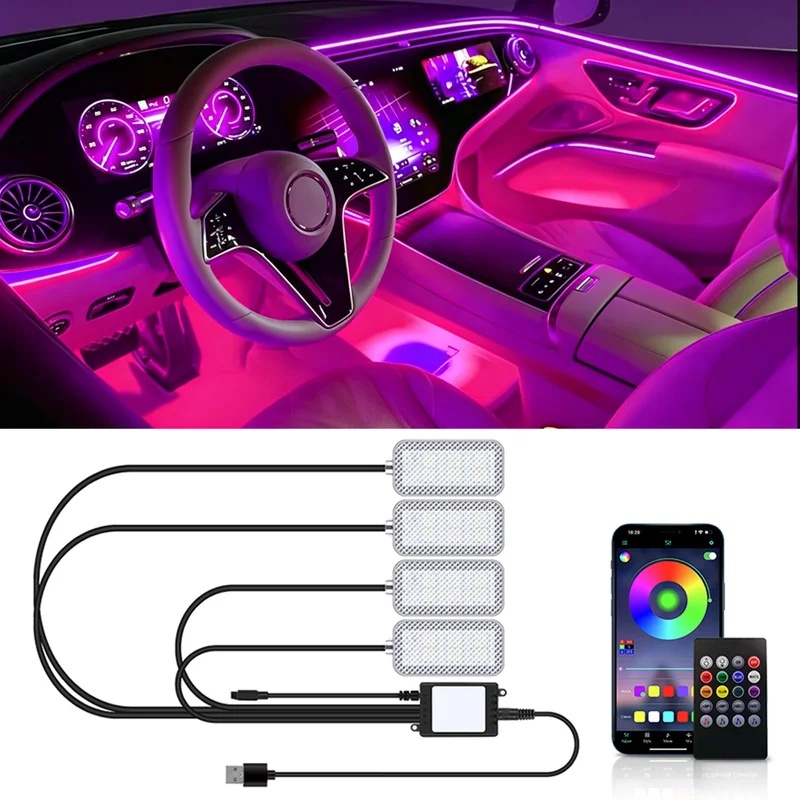 Led Ambient Interior Car Lights App Control - Lampu Strip LED Neon untuk Interior