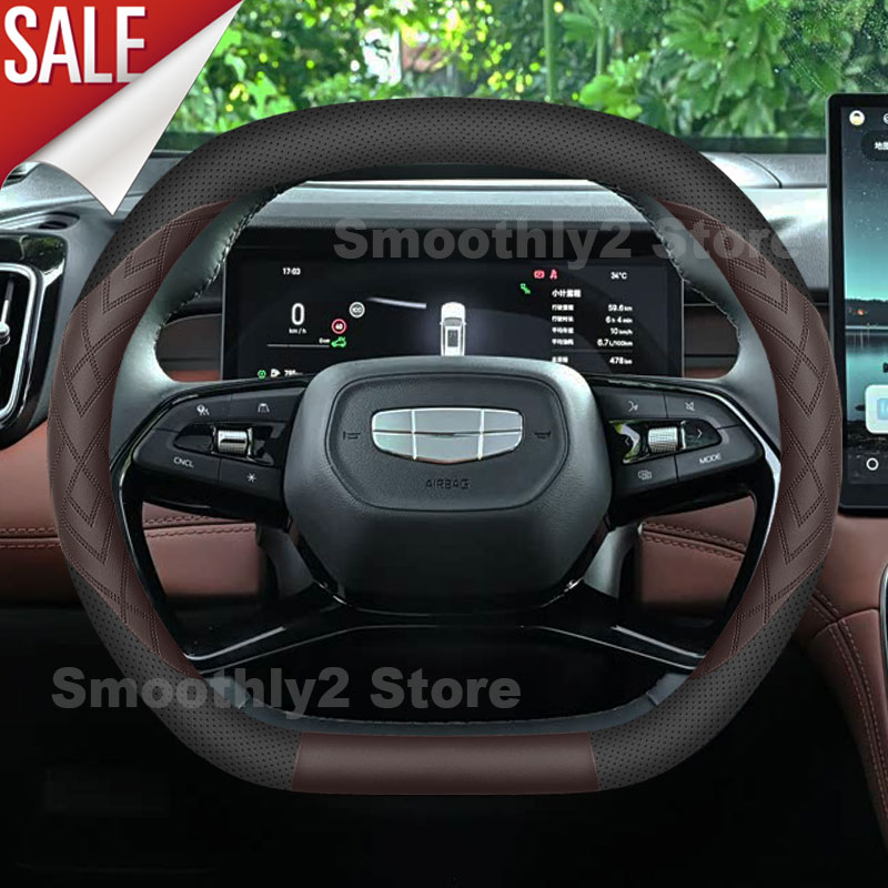 Car Steering Wheel Cover Anti Slip Breathable - Sarung Setir Mobil Berbahan Kulit untuk