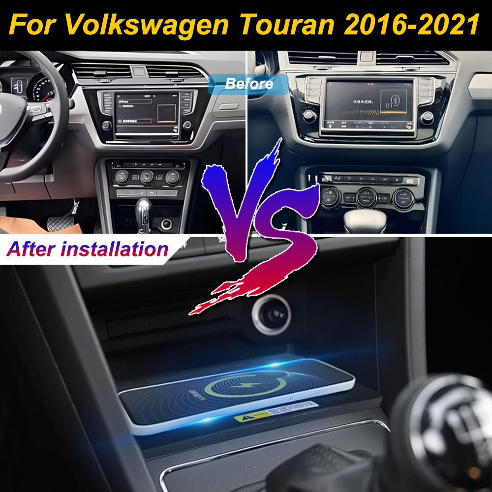 Wireless Car Charger Mount Fast Charging - 2 Din untuk Volkswagen Touran 2016-2021