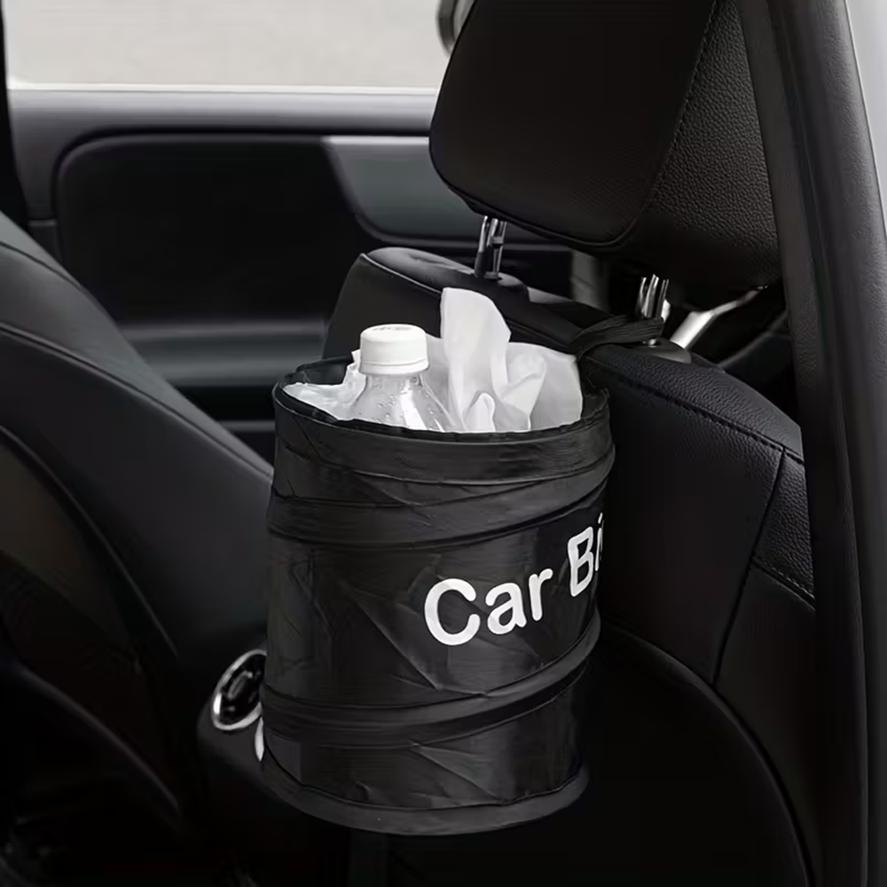 Waterproof Car Trash Can With Lid - Tempat Sampah Mobil Lipat Mini Hitam