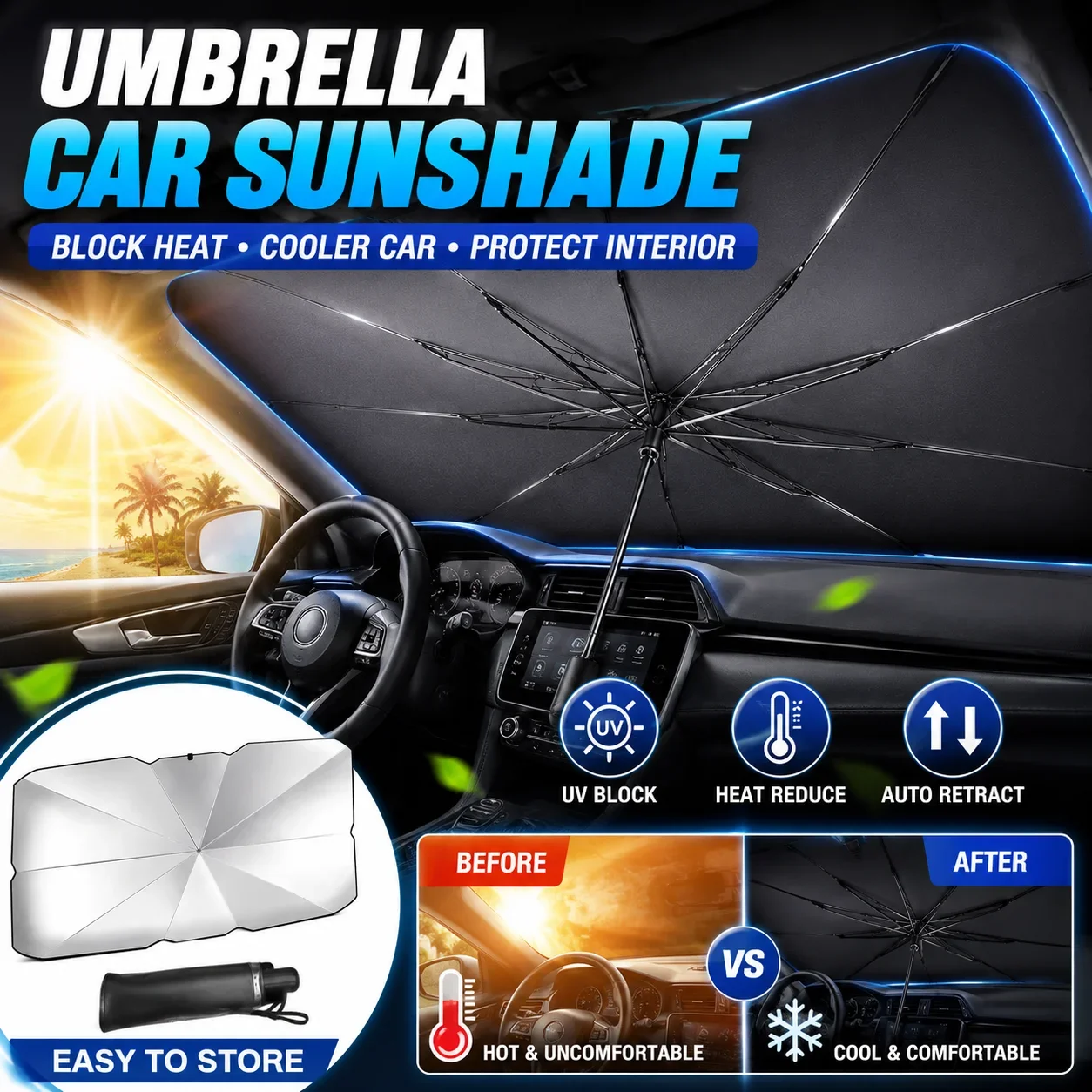 Pelindung Matahari Mobil yang  - Car Sunshade Windshield Umbrella Foldable ulasan dan harga