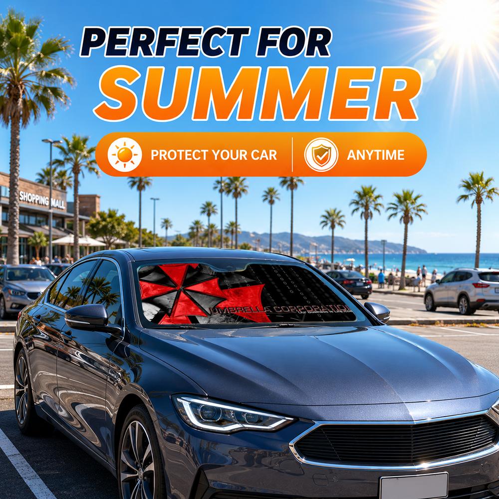 Payung Film Horor Pelindung Ma - Car Sunshade Windshield Umbrella Foldable ulasan dan harga
